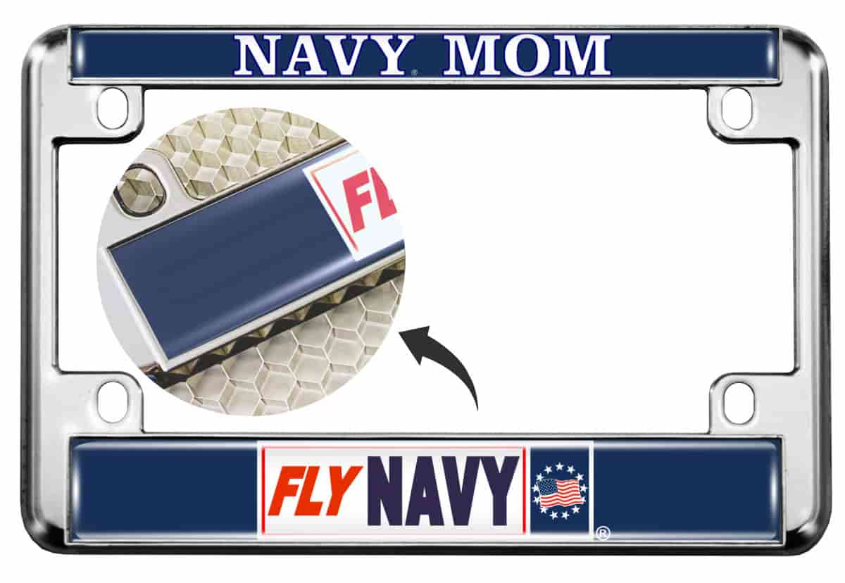 Fly Navy Mom- Motorcycle Metal License Plate Frame